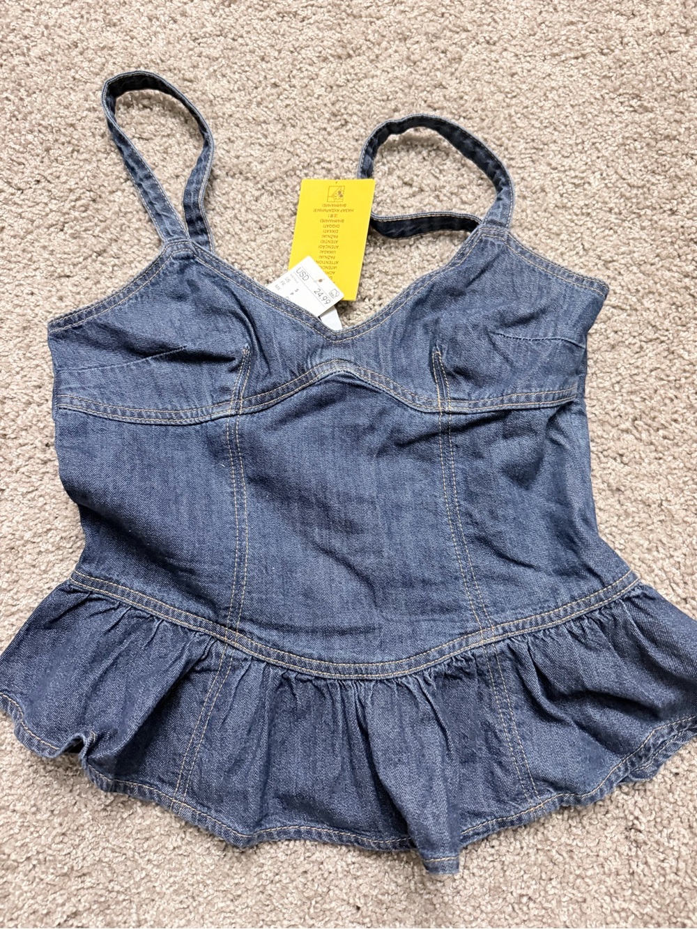 H&M Denim Peplum Camisole - Blue